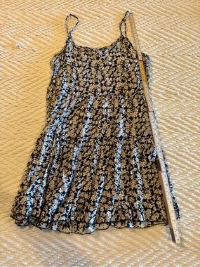 Black Floral Midi/Mini Slip Dress with Spaghetti Straps